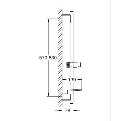 GROHE 26602AL0 - Dušas stienis SMARTACTIVE 600 mm grafīts