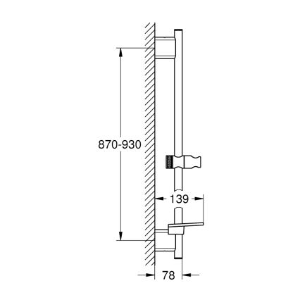 GROHE 26603DC0 - dušas stienis RAINSHOWER SMARTACTIVE 900 mm, matēts hroms
