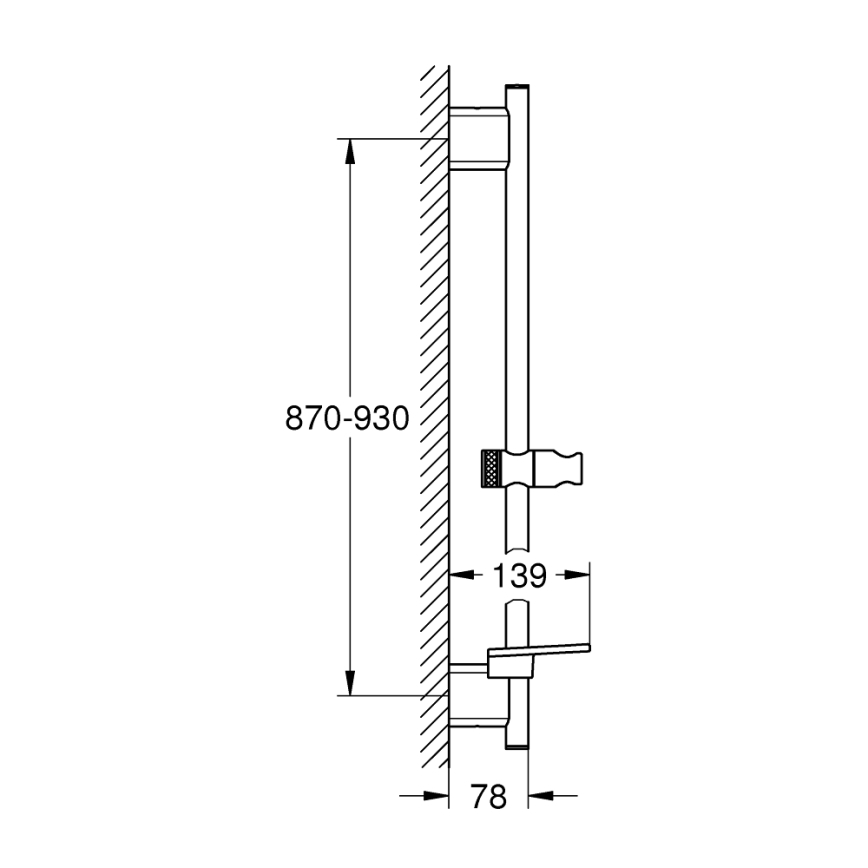 GROHE 26603DC0 - dušas stienis RAINSHOWER SMARTACTIVE 900 mm, matēts hroms