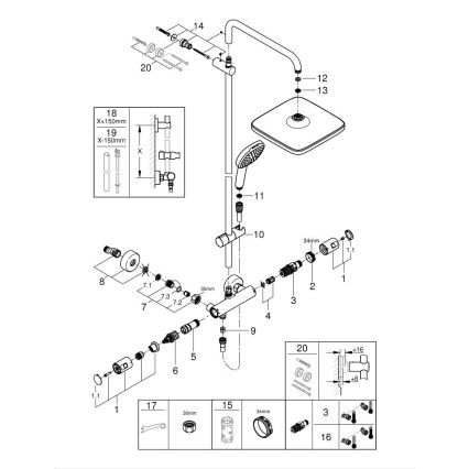 GROHE 266962431 - Dušas sistēma VITALIO COMFORT 250 250 × 250 mm melna
