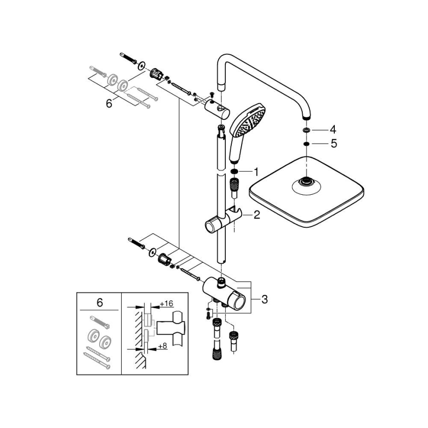 GROHE 266982431 - Dušas sistēma VITALIO COMFORT 250 390 mm melna