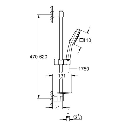 GROHE 26929001 - Dušas komplekts VITALIO COMFORT 110 600 mm spīdīgs hroms