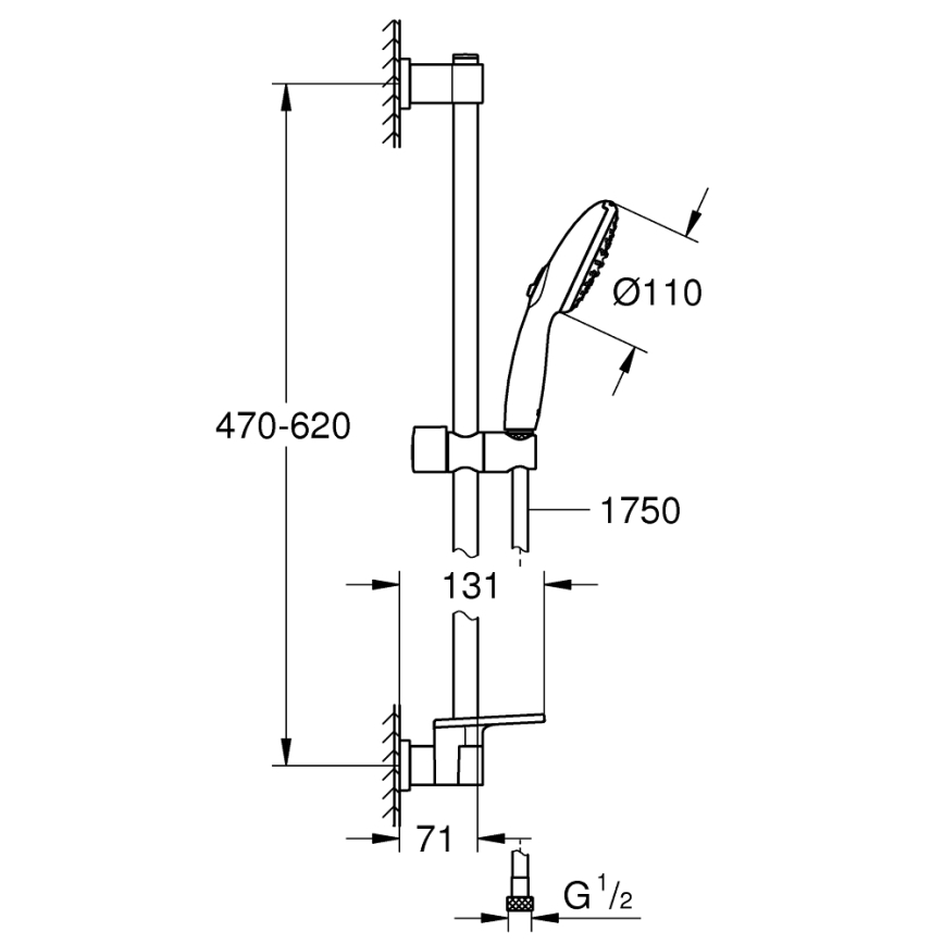 GROHE 26952001 - Dušas komplekts VITALIO START 110 600 mm spīdīgs hroms