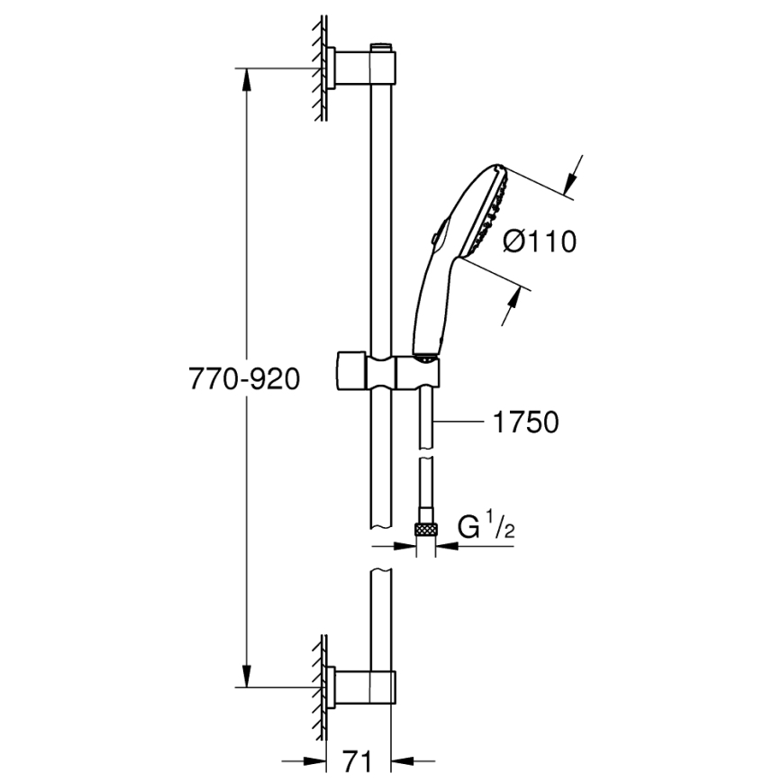 GROHE 26955001 - Dušas komplekts VITALIO START 110 900 mm nerūsējošais tērauds