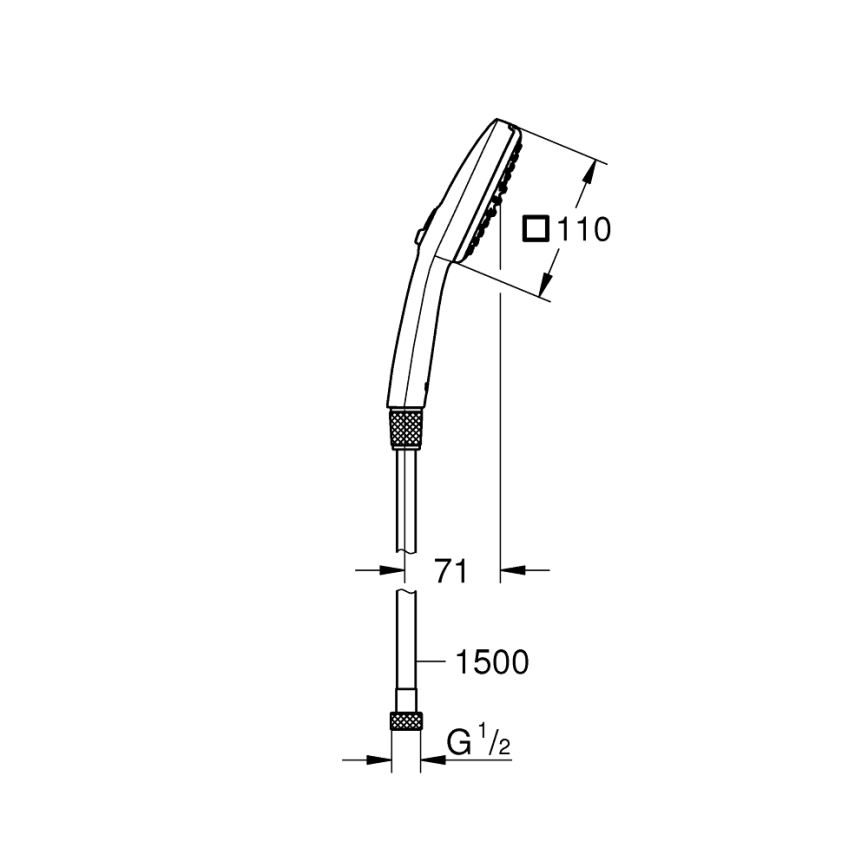 GROHE 26973001 - Rokas duša VITALIO COMFORT 110, 110 mm, spīdīgs hroms