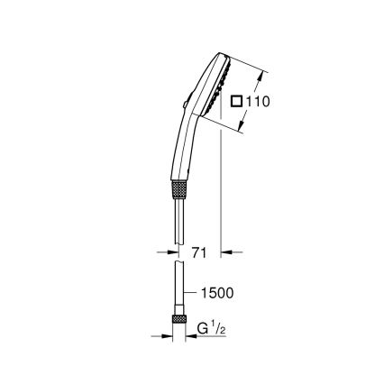 GROHE 26973001 - Rokas duša VITALIO COMFORT 110, 110 mm, spīdīgs hroms