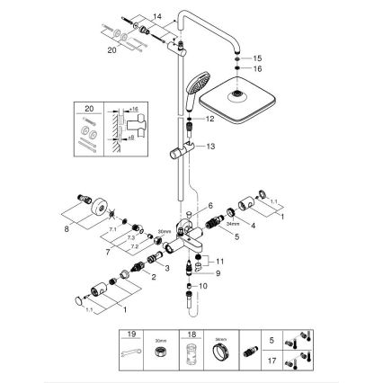 GROHE 269842431 - Dušas sistēma VITALIO COMFORT 250 250 × 250 mm melna