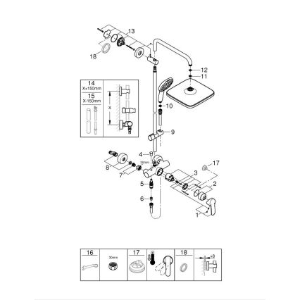 GROHE 26985001 - Dušas sistēma VITALIO COMFORT 250 250 × 250 mm spīdīgs hroms
