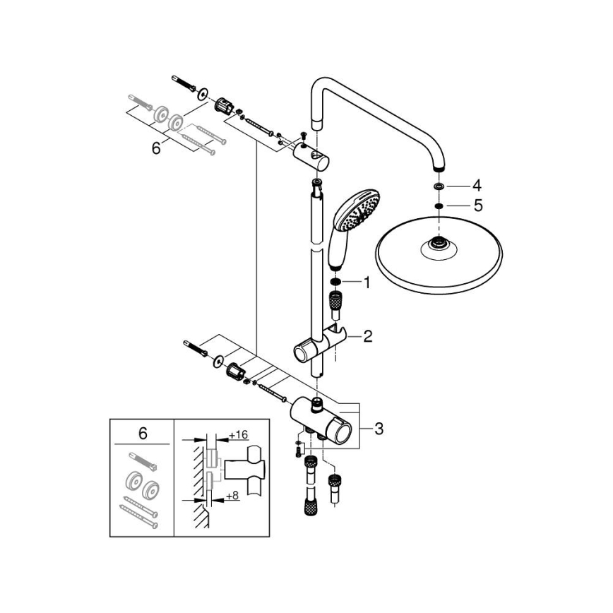 GROHE 26989001 - Dušas sistēma VITALIO START SYSTEM 250 390 mm spīdīgs hrom