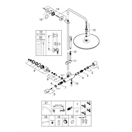 GROHE 27174001 - Dušas sistēma RAINSHOWER SYSTEM 400 450 mm spīdīgs hroms