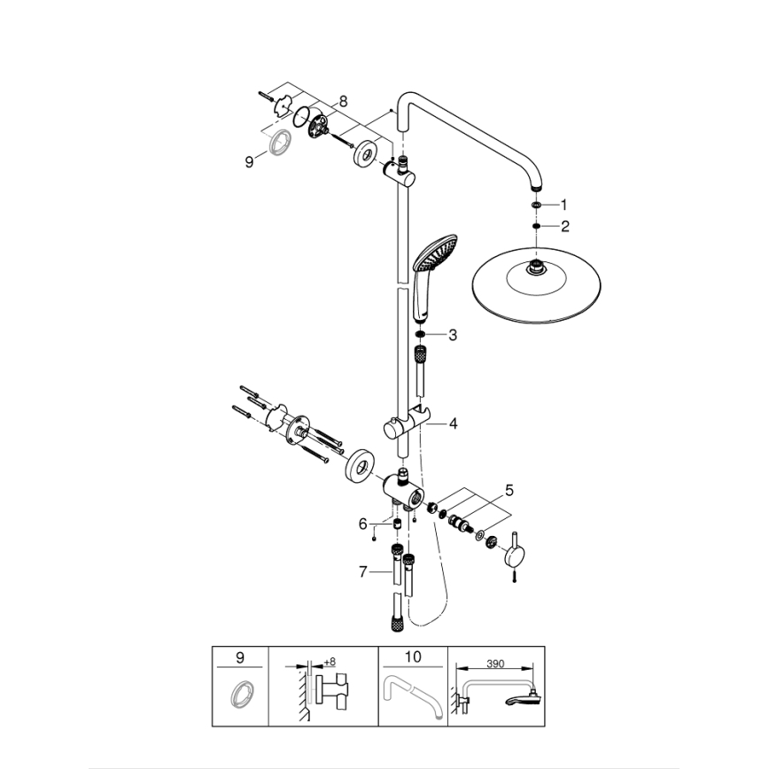 GROHE 27421002 - Dušas sistēma EUPHORIA 260 ar spīdīgu hroma pārklājumu
