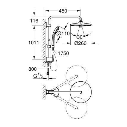 GROHE 27421002 - Dušas sistēma EUPHORIA 260 ar spīdīgu hroma pārklājumu
