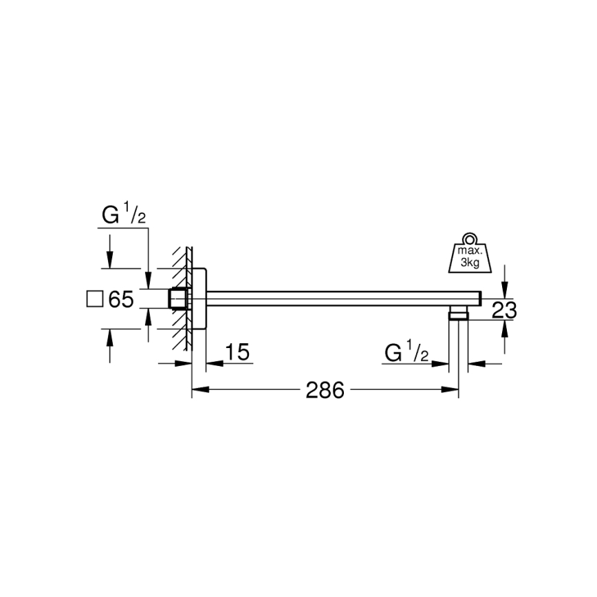 GROHE 27709000 - RAINSHOWER dušas stienis 286 mm spīdīgs hroms