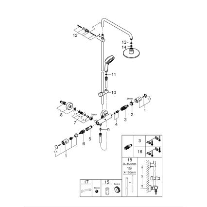 GROHE 27922000 - Dušas sistēma TEMPESTA COSMOPOLITAN 160 mm spīdīgs hroms