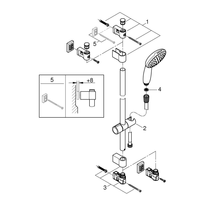 GROHE 27942001 - Dušas komplekts VITALIO START 110 600 mm spīdīgs hroms