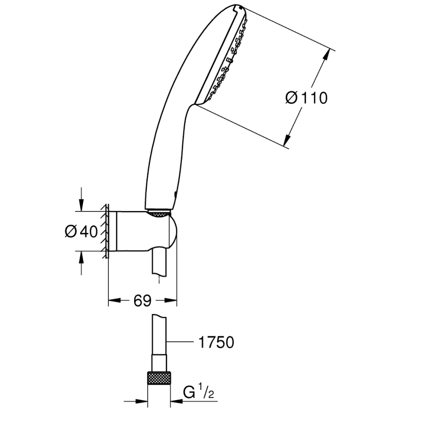 GROHE 27944001 - Dušas komplekts VITALIO START 110 110 mm spīdīgs hroms