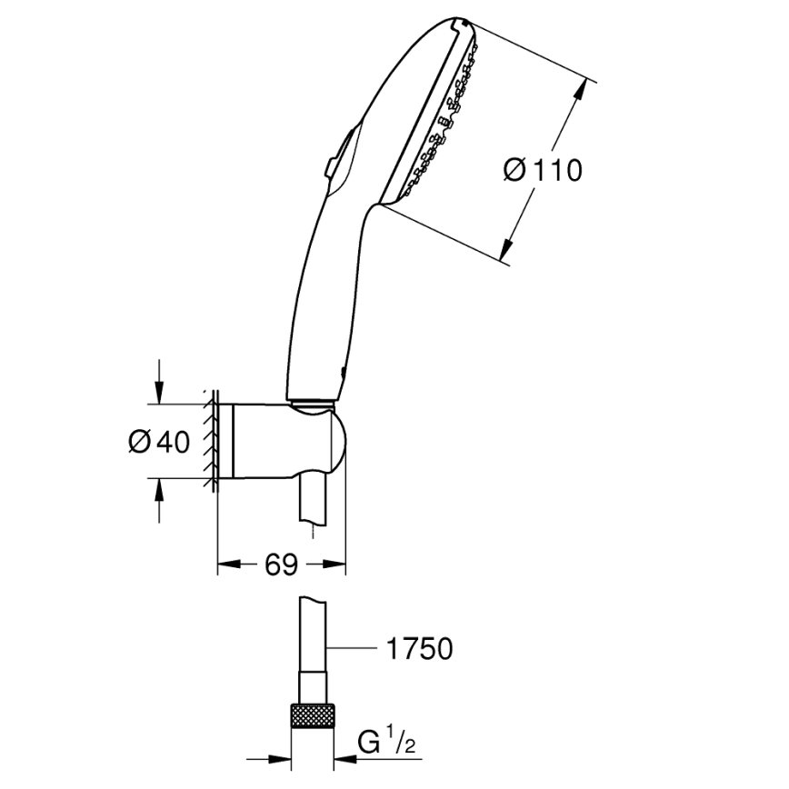 GROHE 279502431 - Dušas komplekts VITALIO START 110 110 mm melns