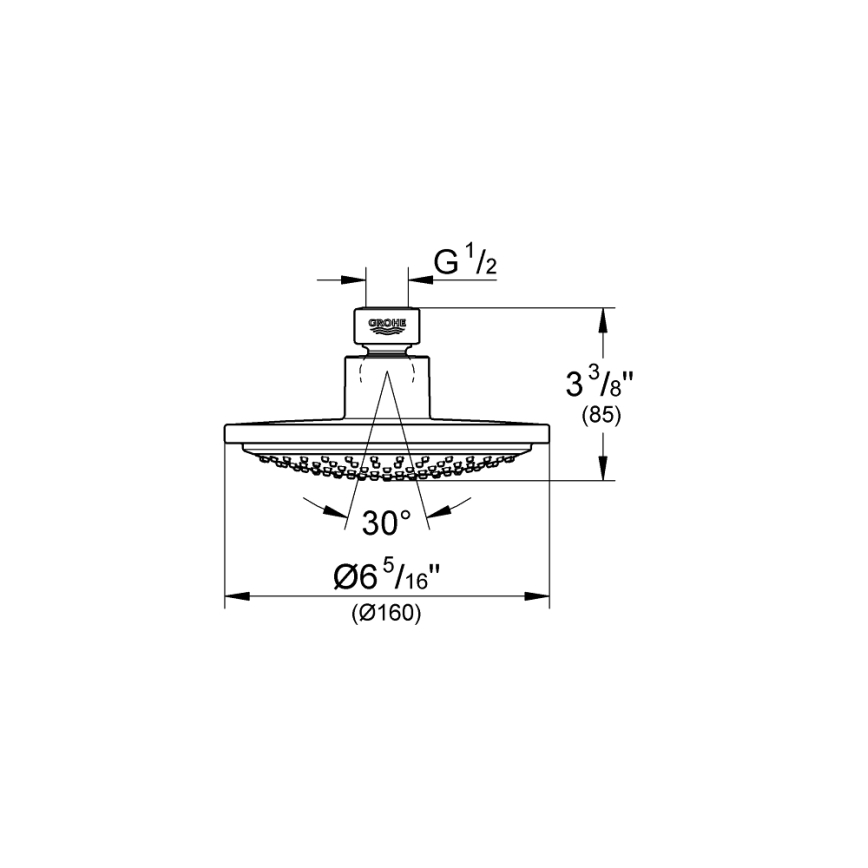 GROHE 28233000 - Dušas galva EUPHORIA COSMOPOLITAN 160, spīdīgs hroms