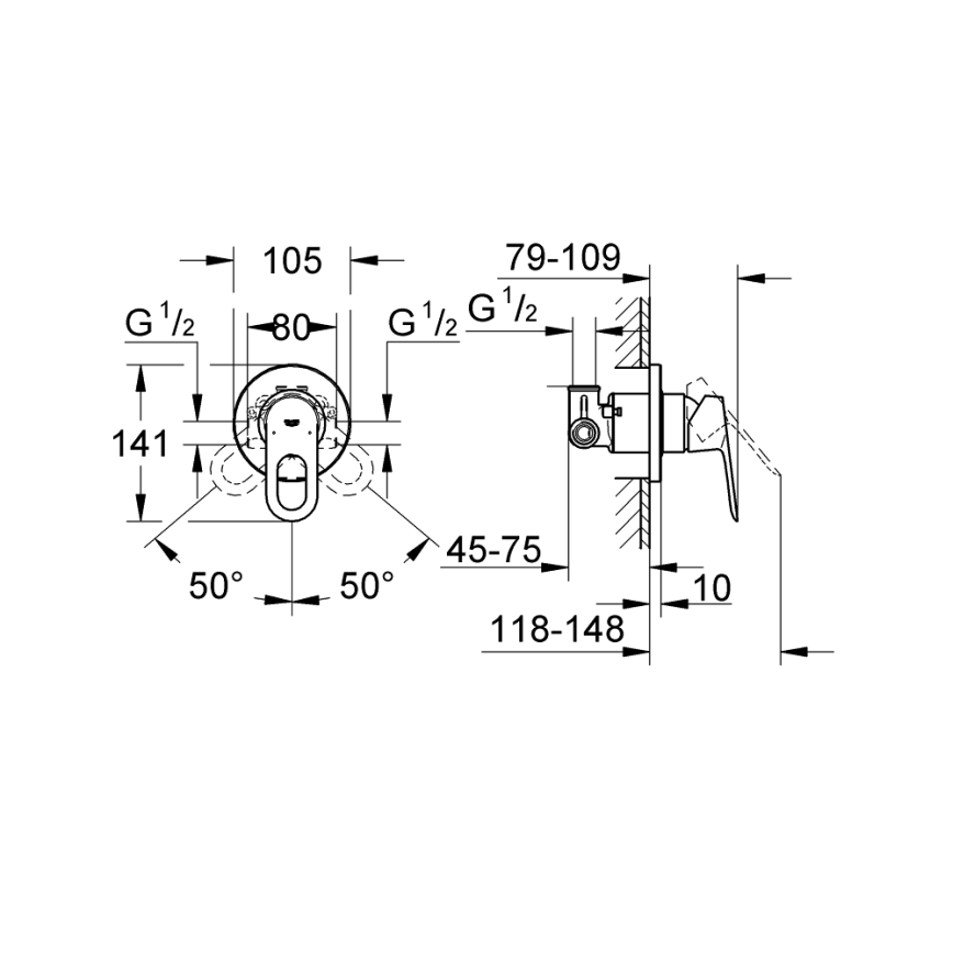GROHE 29042000 - Dušas jaucējkrāns BAULOOP spīdīgs hroms