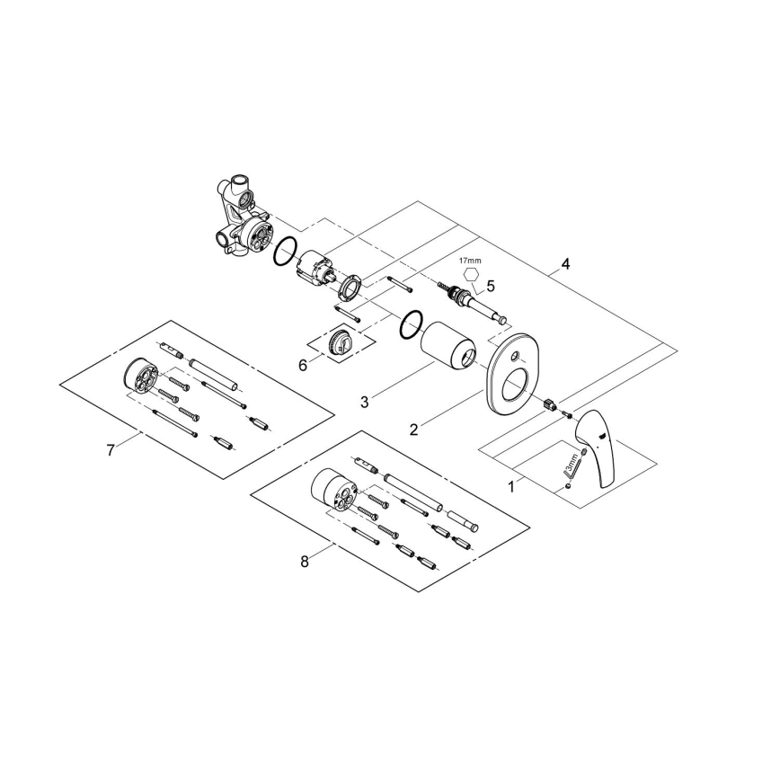 GROHE 29043000 - Vannas jaucējkrāns EUROCUBE glancēts hroms