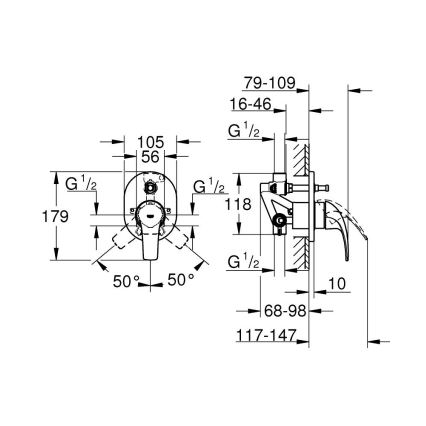 GROHE 29043000 - Vannas jaucējkrāns EUROCUBE glancēts hroms