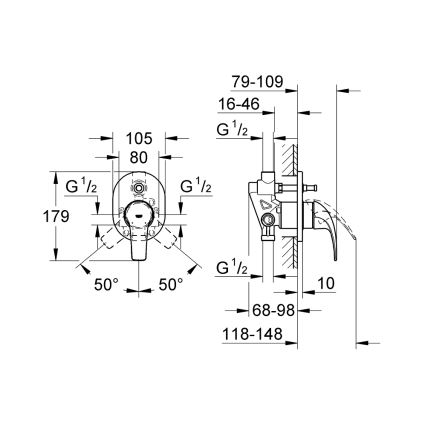 GROHE 29043000 - Vannas jaucējkrāns EUROCUBE spīdīgs hroms