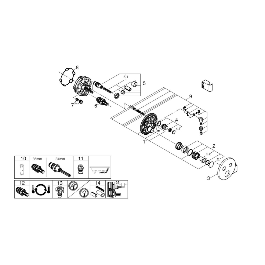 GROHE 29120000 - termostatiskais iebūvējamais dušas jaucējkrāns GROHTHERM SMARTCONTROL + hromēts turētājs
