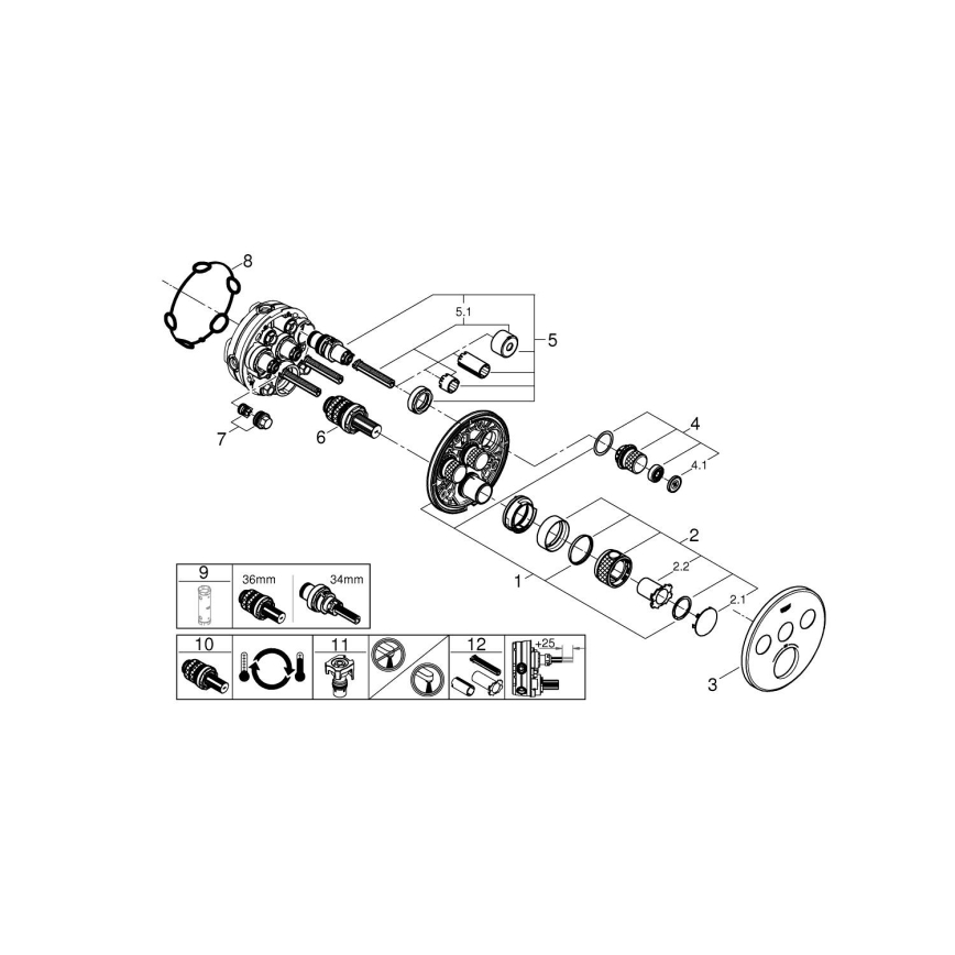 GROHE 29121AL0 - termostatiskais dušas jaucējkrāns iebūvei GROHTHERM SMARTCONTROL, grafīts