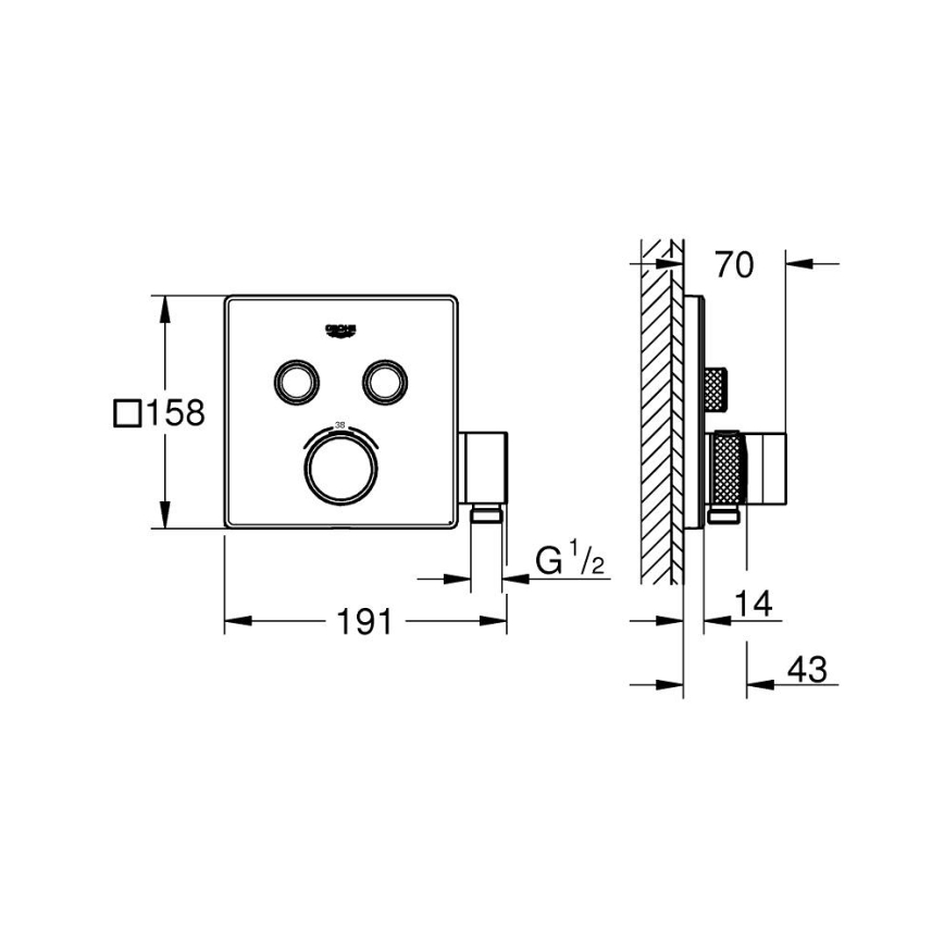 GROHE 29125000 - Termostatiskais vannas jaucējkrāns GROHTHERM SMARTCONTROL hroms