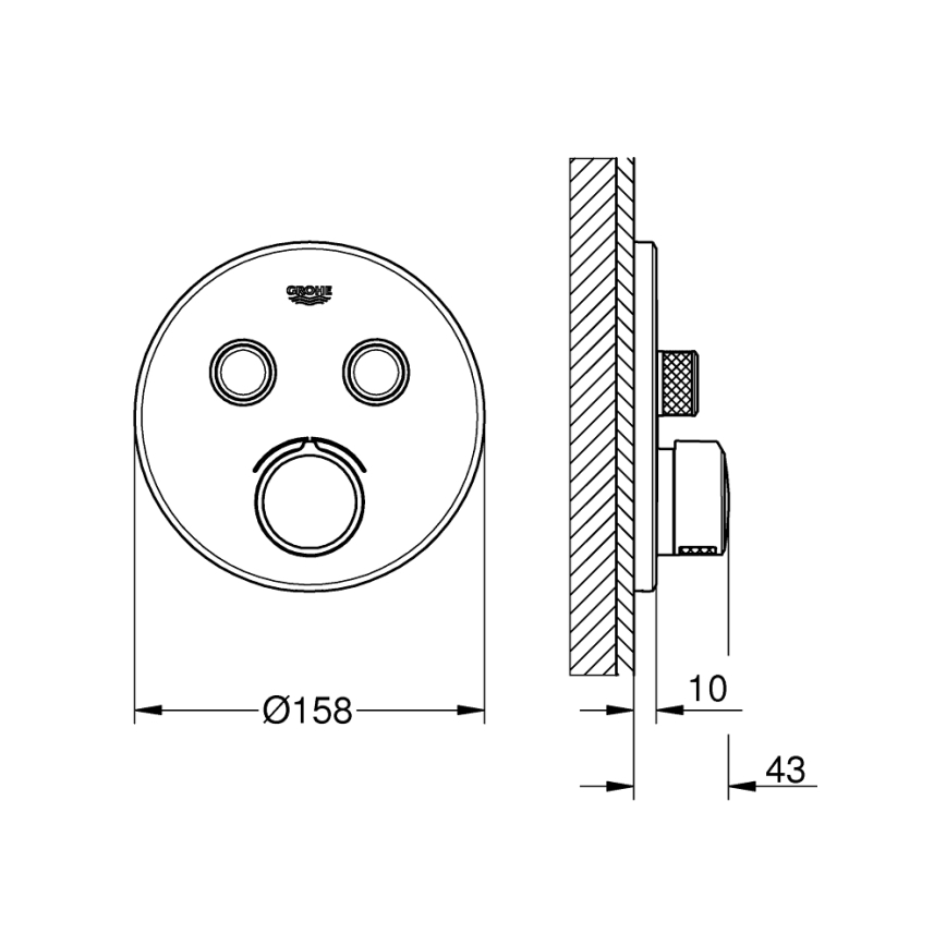 GROHE 29145000 - Vāciņš iebūvējamam SMARTCONTROL jaucējkrānam, spīdīgs hroms