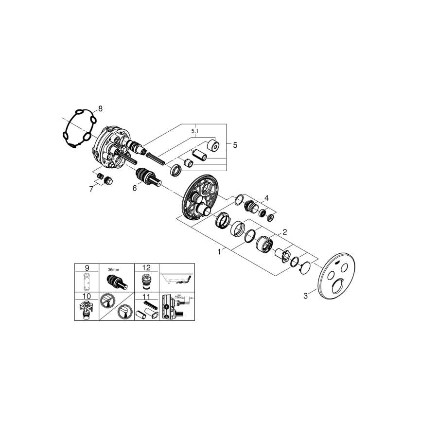 GROHE 29145000 - Vāciņš iebūvējamam SMARTCONTROL jaucējkrānam, spīdīgs hroms