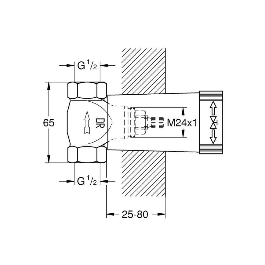 GROHE 29800000 - Apakšējā daļa iebūvētā vārsta DN 15, misiņš