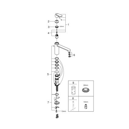 GROHE 30193000 - Izlietnes jaucējkrāns EUROSMART COSMOPOLITAN spīdīgs hroms