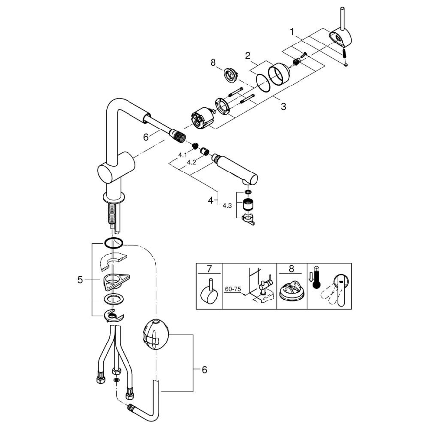 GROHE 30274GN0 - jaucējkrāns virtuves izlietnei A, zelta