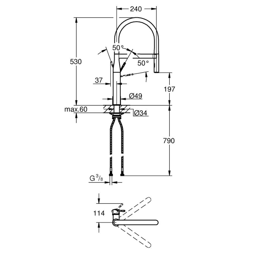 GROHE 30294A00 - ESSENCE izlietnes jaucējkrāns, grafīts