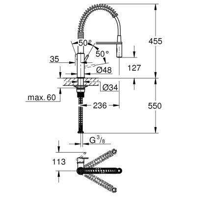GROHE 30361000 - GET izlietnes jaucējkrāns, 455 mm, spīdīgs hroms