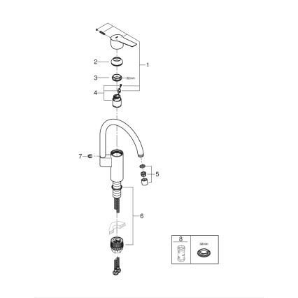 GROHE 304692430 - Virtuves izlietnes jaucējkrāns START, 339 mm, matēts hroms