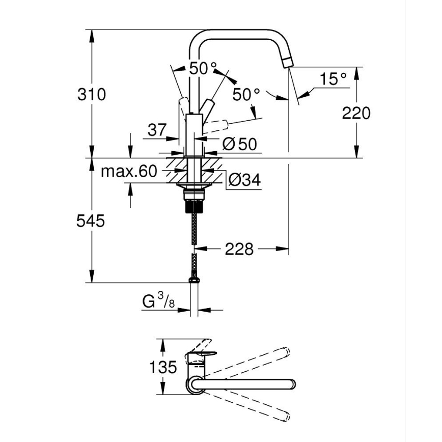 GROHE 304702430 - Izlietnes jaucējkrāns START 310 mm melns