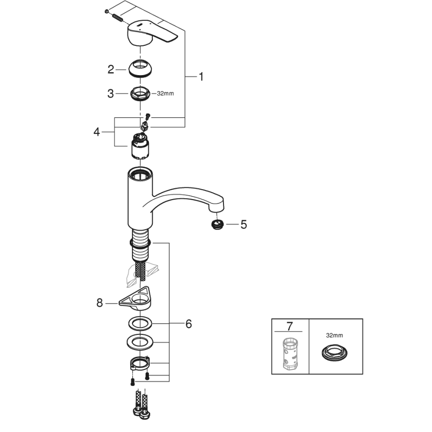 GROHE 305302432 - Izlietnes jaucējkrāns START 184 mm melns