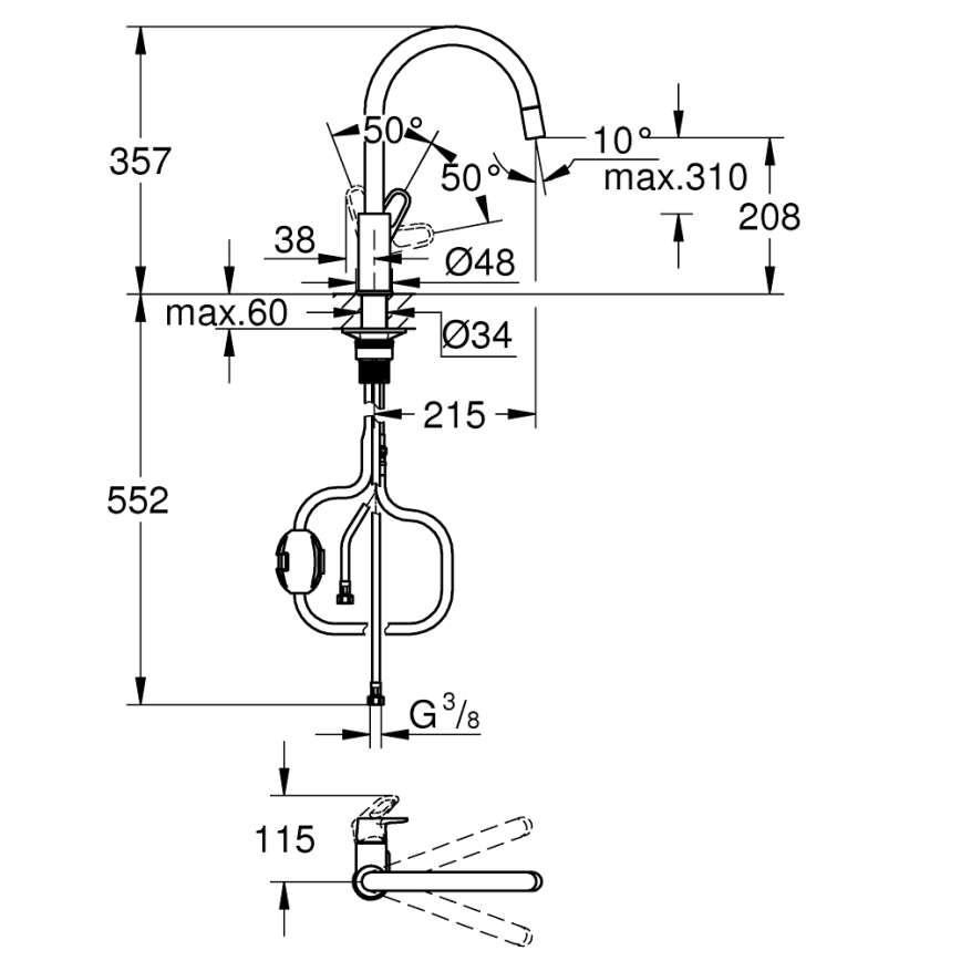 GROHE 30569000 - Izlietnes jaucējkrāns START FLOW 357 mm spīdīga hroma apdare