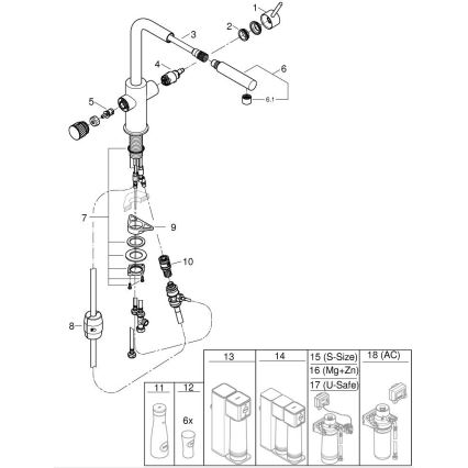 GROHE 30590DC0 - Izlietnes jaucējkrāns ar izvelkamu izsmidzinātāju BLUE PURE, nerūsējošais tērauds