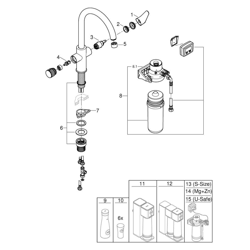 GROHE 30593000 - Izlietnes jaucējkrāns BLUE PURE C-veida izteka spīdīgs hroms