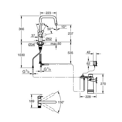 GROHE 30594000 - Izlietnes jaucējkrāns BLUE PURE Start ar Ultrasafe filtrēšanas funkciju, hroma apdare