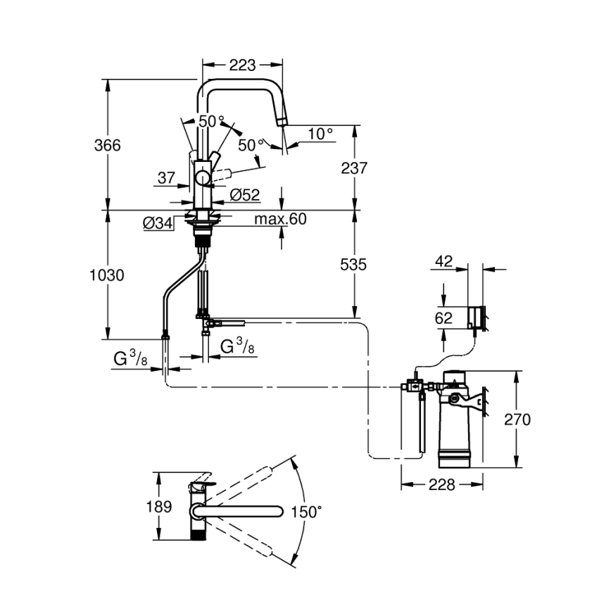 GROHE 30594000 - Izlietnes jaucējkrāns BLUE PURE Start ar Ultrasafe filtrēšanas funkciju, hroma apdare
