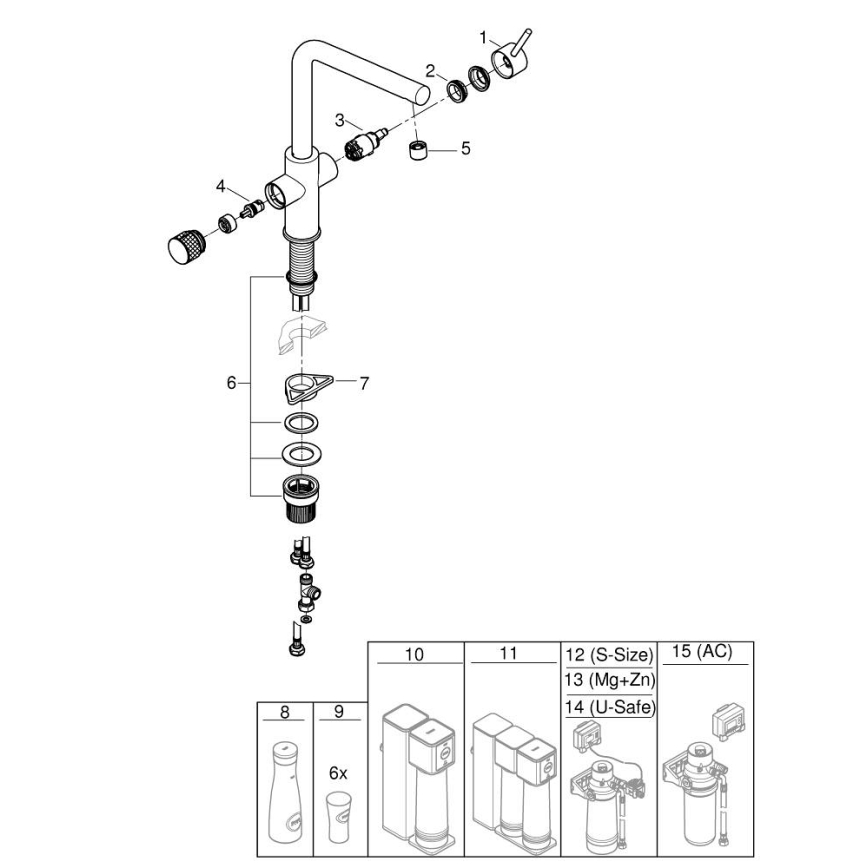 GROHE 30600000 - Virtuves jaucējkrāns BLUE PURE ar L-formas izplūdi, spīdīgs hroms