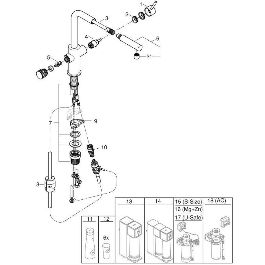 GROHE 30601000 - Izlietnes jaucējkrāns BLUE PURE A ar izvelkamu izsmidzinātāju, spīdīgs hroms