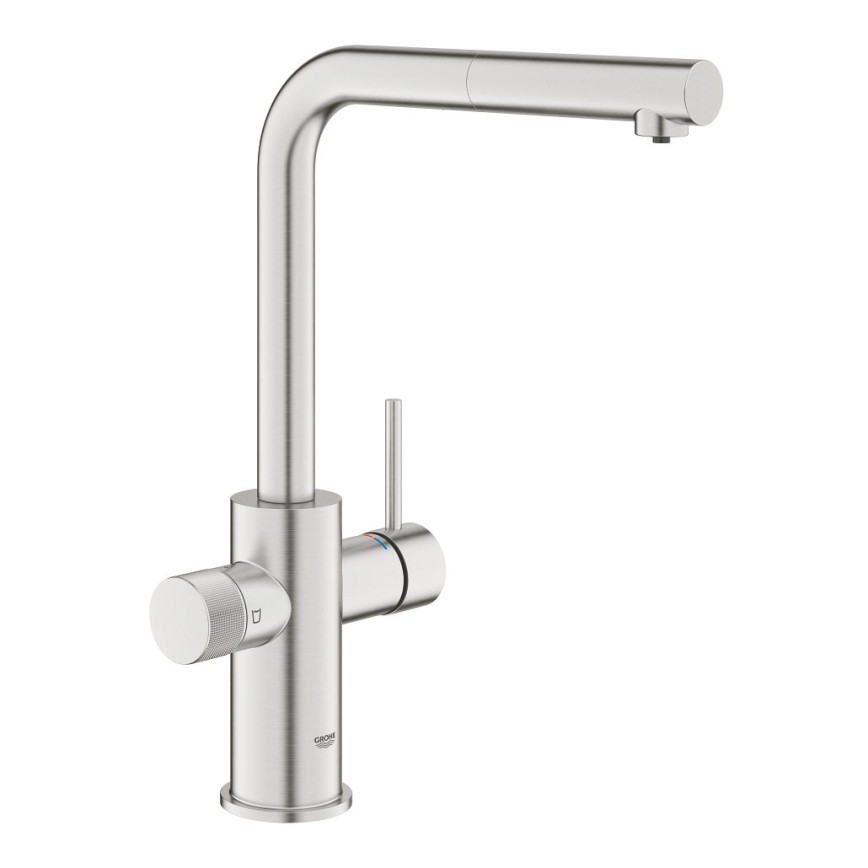GROHE 30601DC0 - Izlietnes jaucējkrāns BLUE PURE ar izvelkamu izsmidzinātāju, no nerūsējošā tērauda