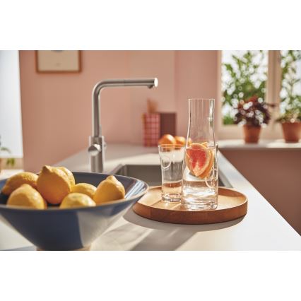 GROHE 30601DC0 - Izlietnes jaucējkrāns BLUE PURE ar izvelkamu izsmidzinātāju, no nerūsējošā tērauda