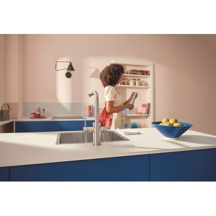GROHE 30601DC0 - Izlietnes jaucējkrāns BLUE PURE ar izvelkamu izsmidzinātāju, no nerūsējošā tērauda