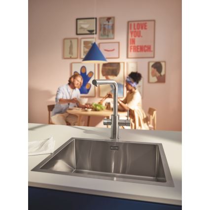 GROHE 30601DC0 - Izlietnes jaucējkrāns BLUE PURE ar izvelkamu izsmidzinātāju, no nerūsējošā tērauda